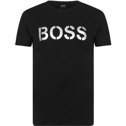 HUGO BOSS Regular-Fit Beach with Striped Logo Artwork T-shirt - Black