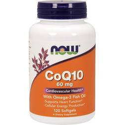 Now Foods CoQ10 with Omega-3, 60mg 120 softgels 120 stk