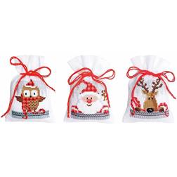 Vervaco Bags Christmas Buddies AIDA Set of 3, White, One Size