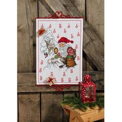 Permin Broderikit Julekalender Julemanden fodrer 35x51cm