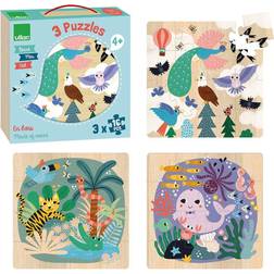 Vilac Land Sea & Sky Set of 3 Puzzles