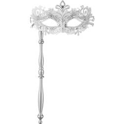 tectake Venitian Mask on Stick Silver