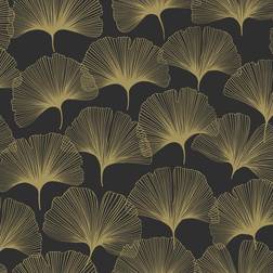 Origin tapet gingkoblad svart och guld