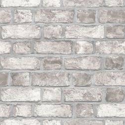 Homestyle Wallpaper Brick Wall Grey and Off-white