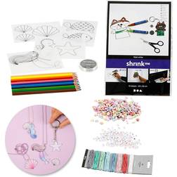 Creativ Company e kit – Jewellery-making with beads and shrink plastic sheets, 1 set