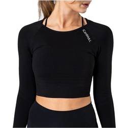 ICANIWILL Women's Define Seamless LS Crop Top - Black