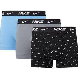 Nike Everyday Cotton Stretch Trunk 3-Pack - Swoosh Print/Grey/University Blue