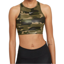 Nike Dri-FIT Swoosh Support 1-Piece Pad High-Neck Sports Bra - Medium Olive/Black/White