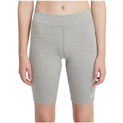 NIKE Sportswear Essential Women's Mid-Rise 10" Biker Shorts - Dark Grey Heather/White