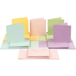 Creativ Company Cards and envelopes, card size 15x15 cm, envelope size 16x16 cm, 110 220 g, pastel colours, 50 set/ 1 pack