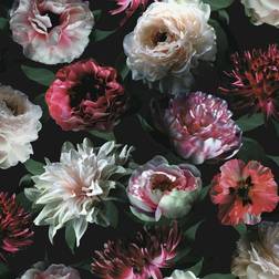 ESTAhome ESTAhome tapet blommor rosa, svart och mörkgrönt