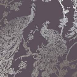 Dutch Wallcoverings Wallpaper Peacock Purple and Silver