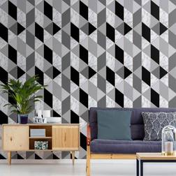 Sublime Marble Geo Charcoal Wallpaper