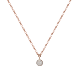 Monica Vinader Fiji Tiny Button Single Necklace - Rose Gold/Diamonds