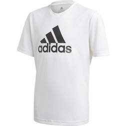 adidas Kid's Aeroready Designed to Move Big Logo Tee - White/Black (GN1479)