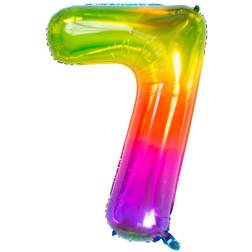 Folat 63247 Foil Balloon Yummy Gummy Rainbow Number 7-86 cm, Multi Colors, 86cm