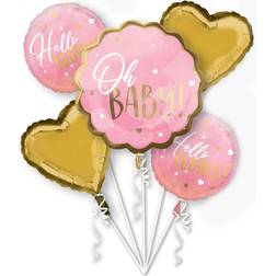 Amscan Folieballoner baby pink og guld