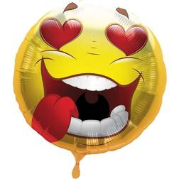 Folat folieballon Emoticon love 43 cm gul/rød