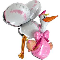 Folieballon Baby Girl Stork