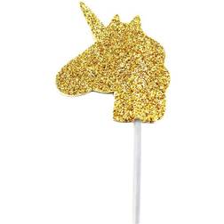 12 Stecchini con unicorno glitter oro (7 cm)