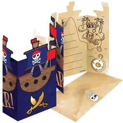 Amscan invitationer Pirates junior 22 x 13 cm blå 16 stk