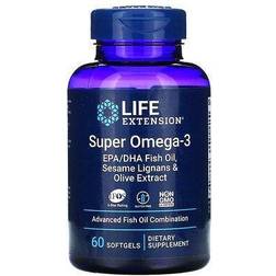 Life Extension Super Omega-3 EPA-DHA with Sesame Lignans & Olive Extract 60 Softgels 60 st