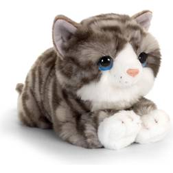 Keel Toys pluche kat/poes knuffeldier grijs 32 cm katten knuffeldieren Speelgoed