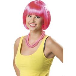 Folat paryk bobline dame 58 cm polyester pink