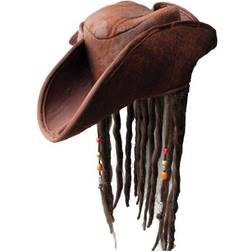 Wicked Costumes Caribbean Jack Sparrow Hat with Hair & Beads