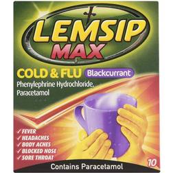 Lemsip Max Cold & Flu Blackcurrant 10 stk Portionspose