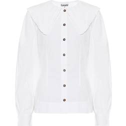 Ganni Cotton Poplin Fitted Shirt - Bright White