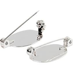 Creotime 100 Broschenrückseiten, versilbert, Rohlinge zum Schmuck-Basteln, 2cm