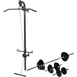 vidaXL Wall Mounted Power Tower With Dumbbell And Barbell