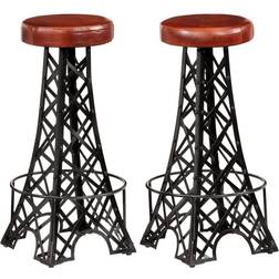 vidaXL Real Leather Bar Stool 76cm 2pcs