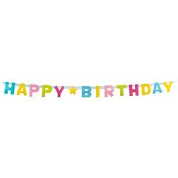 Vegaoo Happy Birthday banner i pastellfärger
