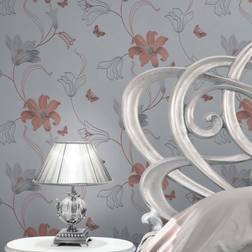 Muriva Amelia Floral Wallpaper, Stone & Rose