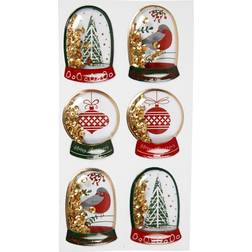 Vivi Gade Shaker stickers, str. 49x32 45x36 mm, guld, fugl, træ og julekugler, 6stk
