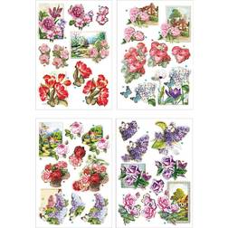 Creativ Company 3D Motiver, blomster og sommerfugle, 21x30 cm, 4 ark/ 1 pk