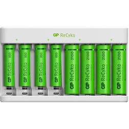 GP Batteries Chargeur pour Piles Rechargeables AA et AAA avec 4 Piles Rechargeables AA et 4 Piles AAA NiMH incluses RECYKO Chargeur Rapide USB