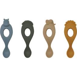 Liewood Liva Silicone Spoons 4-pack Safari/Blue Mix