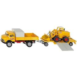 Siku Mercedes-Benz 710 Truck Yellow and Kramer 411 Wheel Loader Yellow with Trailer 1/50 Diecast Models