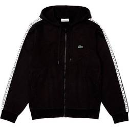 Lacoste Colorblock Lettered Fleece Zip Hoodie - Black