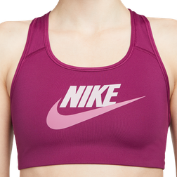 Nike Dri Fit Swoosh Medium Support Graphic Sports Bra - Sangria/Plum Fog/Light Bordeaux