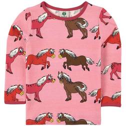 Småfolk T-Shirt with Horses - Sea Pink (14-0016-526)