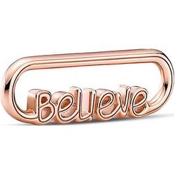 Pandora ME Styling Believe Word Link Charm - Rose Gold