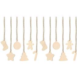 PartyDeco Gift Tags Wooden Mix Beige 12-pack
