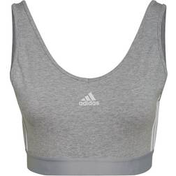 Adidas Women's Essentials 3-Stripes Crop Top - Medium Grey Heather/White