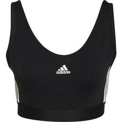 Adidas Essentials 3-Stripes Crop Top With Removable Pads - Black/White Female