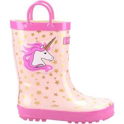 Cotswold Kid's Puddle Unicorn Wellington Boots - Pink