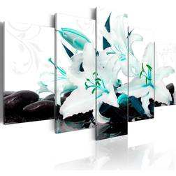 Arkiio Turquoise Lilies and Stones Tavla 200x100cm